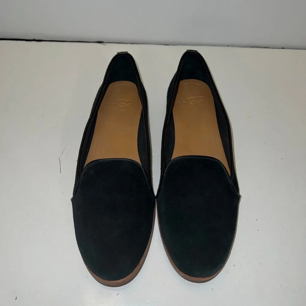 UGG Women's Sz 6.5 M Bonnie Black Suede Closed Toe Slip On Loafers Flats